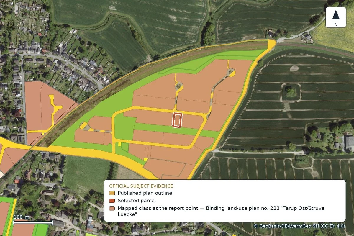 Parcel in Tarup, Flensburg, inside the Tarup Ost/Struve Luecke development plan boundary